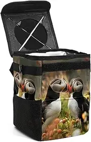 Car Trash Can with Lid,Bag Hanging Storage Pockets Leak-Proof,Portable Garbage Bin,Two Sea Birds Meadow
