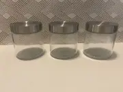 Set Of 3 Glass Jars With Lids & Adhesive Labels For Food Storage 28oz.