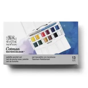 Winsor&Newton 0390373 plus12 溫莎牛頓 12色 塊狀水彩 水彩筆 可拆 調色盤