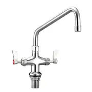 3Monkeez Stainless Steel Dual Hob Mount Tap Body with 12" Standard Swivel Spout Including Aerator - Taps and Rinse Jets (T-3MDH12) - T-3MDH12