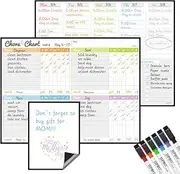 JJPRO Magnetic Dry Erase Chore Chart and Weekly Calendar Set for Fridge-Chore Chart for Multiple Kids,Weekly Planner Board,Family Chore Chart for Multiple Kids&Adults,Bonus to-do Whiteboard