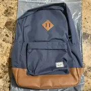 NWT Herschel Supply Co Heritage Navy Blue Backpack White/Red Striped Lining