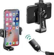 Zeadio Smartphone Tripod Holder, Cell Phone Mount Adapter, Selfie Stick Monopod Adjustable Clamp, Vertical and Horizontal Swivel Bracket, Fits for All iPhone and Android Smartphones