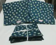 NEW 2 Quilted Table Runners W/12 Matching Napkins Colonial Blue/White Floral