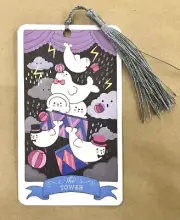The Tower - Kawaii Tarot Bookmark Card Deck - Choices, Duality, & Fight