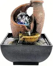 Indoor Water Fountains Tabletop Water Fountain Flowing Water LED Lighted Waterfall Soothing Fountains Relaxation Zen Meditation Office Home Decor Waterfall Fountain