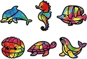 Qyeahkj 36 Set Sea Animal Tissue Paper Crafts DIY Under The Sea Window Suncatcher Craft Kit Ocean Animal Hanging Decor for Summer School Home Activity Art Project Birthday Party Favor Gift