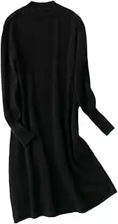 [Zozogag] Loose Women Dresses 100% Australian Wool Knitting Jumpers Long-Style Half High Collar Puff Sleeve Tops