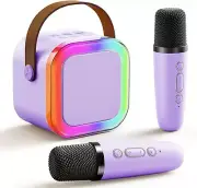 Mini Kids Adult Karaoke Machine with 2 Wireless Microphones and Portable Blue...