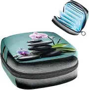 Period Bag,Sanitary Napkin Storage Bag,Vintage Forest Leaf Flower Stone,Tampon Bag for Purse