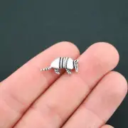 5 Armadillo Bead Spacer Charms Antique Silver Tone 3D - SC1677