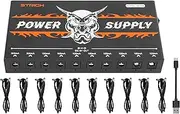 STRICH Rechargeable Battery Guitar Effect Pedal Power Supply with Built-in 10000mAh 10 Outputs DC 9V (2x300mA, 8x100mA) Jacks for Guitar Bass Pedals, 5V/1A USB Port for Phone, Noiselessly SPS-40B