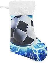 PDZRMY Christmas Stockings Football Blue Lightning Large Christmas Stockings with Plush Faux Fur CuffUnique Pattern Christmas Decoration for Holiday Family 12.2” x 17.71”, Multi-colored