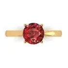1.5Ct Round Cut Natural Garnet Solid Gold Solitaire Engagement Promise Ring