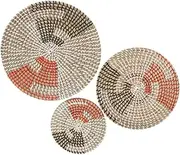 Cabilock Hand Woven Straw Wall Art Woven Hanging Decor Set 3pcs Decor Modern Neutral Home Decor Wall Pendant Home Decor Crafts