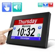 8 Inch Touch Screen Button Clock Seniors Large Fonts Dementia Clocks Clear Display Calendar Voice Reminder Digital Photoframe Elderly Alzheimer Clock