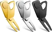 Lenwen 3 Pcs Magnetic Golf Divot Tool 3 in 1 Golf Cart Holder with Marker for Golfing Accessories, Gift for Man(Black, Gold, Silver)