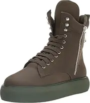 [DKNY] Women's Aken High Top Sneaker, Army Green, 5, Army Green, 5