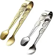 2 Pack Ice Cube Tongs Stainless Steel Mini Serving Tongs for Buffet BBQ and Kitchen Use