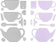 Stanzenshop Cutting Dies, Tea Cups and Teapot, Cutting Dies, Stencils for Craft, Scrapbooking, Card Making, DIY, Embossing Stencils, Paper Cards