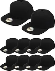 [PJPSAA] 10 Pack Blank Snapback Hats for Men Flat Brim Hats Baseball Caps Bulk