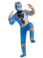 Dino Fury Boys Blue Power Ranger Muscle Chest Costume