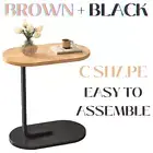C Shaped End Table,Small End Table Oval,Snack Side Table Slide Under Couch Sofa