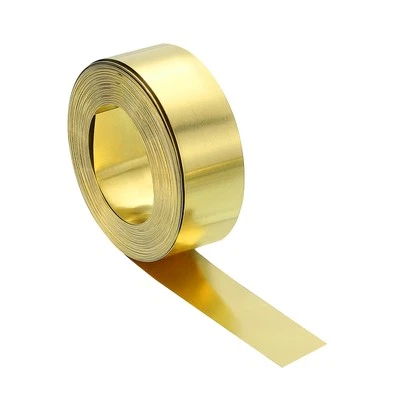 Brass Sheet Roll, 320" x 0.4" x 0.02" Metal Flashing Brass Foil Roll, Gold