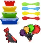 Collapsible Silicone Food Storage Container Measuring Cup Spoon Silicon BPA Free