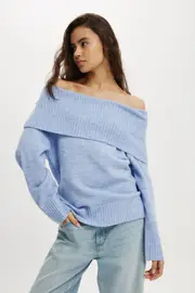 [Cotton On Women] Cotton On Women - Luxe Off Shoulder Pullover - Dusk blue XL DUSK BLUE