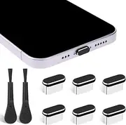 6 Pcs Dust Plug Charm Type C Charm USB C Plug Cover Cap Phone Dust Covers USB C Dust Caps, Charging Port Caps, Phone Charms Dirt Protector with 2 Cleaning Brushes for All USB C Devices