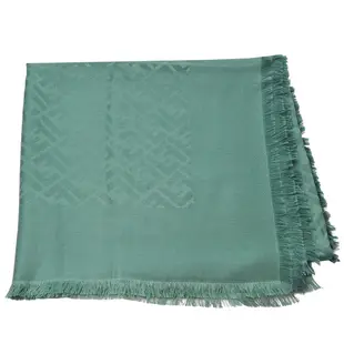 FENDI FF LOGO品牌圖騰義大利製真絲混羊毛大正方圍巾/披肩(翠綠色)