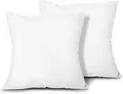 Edow Throw Pillow Insert, Set of 2 Hypoallergenic Down Alternative Polyester Square Form Decorative Pillow, Cushion,Sham Stuffer,18 x 18 inches. (White, 20x20)