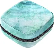 Period Bag,Sanitary Napkin Storage Bag,Blue Green Marble Texture,Tampon Holder for Purse