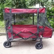 SYWAN Wagon Net Cover, Mosquito Net for Wagon Universal Folding Wagon Mosquito Net with Zipper Push-Pull Wagon Stroller Trolley Cart Accessories for Outdoor Garden Camping Picnic, Black, NET ONLY