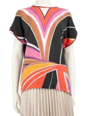 Abstract Printed Silk Graphic Top