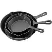 WildTrak 3pc Cast Iron Frying Pan Set with Carry Bag