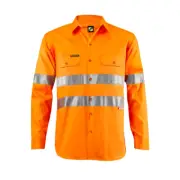 WorkCraft Cotton Drill L/S Shirt w/Tape Orange (#58) Multiple Sizes