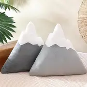 2 Pcs Mountain Shaped Decorative Pillow Plush Small Cute Nursery Playroom Decorative Pillow Grey and White Kawaii Christmas Decorative Pillow Gift Toy for Girls Boy Kids