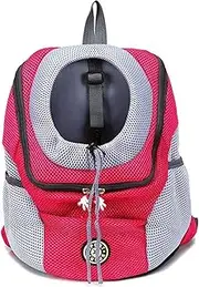 WSZFMDDKJ Pet Backpack, Outdoor Portable Travel Breathable Chest Bag, Pet Supplies, Small Dog Backpack Strap, Pet Travel Strap(Color:Rosy,Size:Large)