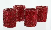 Votive Holders Red Sequins - 2.5 Inch - Set of 4
