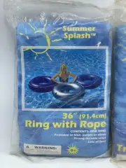 Vintage Deadstock Summer Splash 36” Ring with Rope Inflatable Pool Float