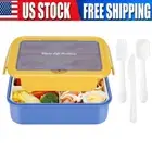 Bento Lunch Box Food Container Storage 3 Compartment w/ Flatware for Adults Kid