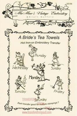 A 1940's Bride DOW Hot Iron Embroidery Transfers by MaMaw's Vintage Embroidery