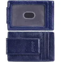 在飛比找博客來優惠-《Kinzd》皮革防盜證件鈔票夾(藍) | 卡片夾 識別證夾