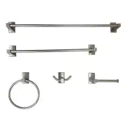 Kingston Brass Bath Hardware Set 5pcs Brushed Nickel Towel Bar, Ring, Robe Hook
