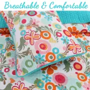 Floral Whimsy 100% Cotton Quilt Set, Bedspread, Coverlet
