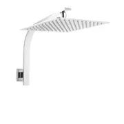 ACA WELS Square 10'' Ultrathin Stainless Steel Rainfall Shower Head Gooseneck Wall Arm Chrome