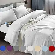 [SONORO KATE] Bed Sheet Set Super Soft Microfiber 1800 Thread Count Luxury Egyptian Sheets Fit 18-24 Inch Deep Pocket Mattress Wrinkle and Hypoallergenic-6 Piece (White, King)