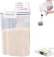 Cereal Storage Containers with Measuring Cup Large Clear Rice Container with Pour Spout & Handle Dual-Seal Rice Dispenser Container, Dispenser, Dry Food Storage Containers-
